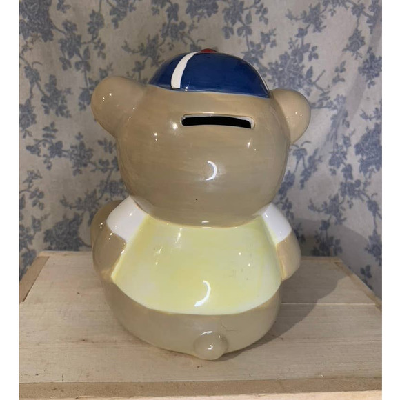 C.R. Gibston Ceramic Bear Bank Baseball Cap Star - Picture 3 of 7